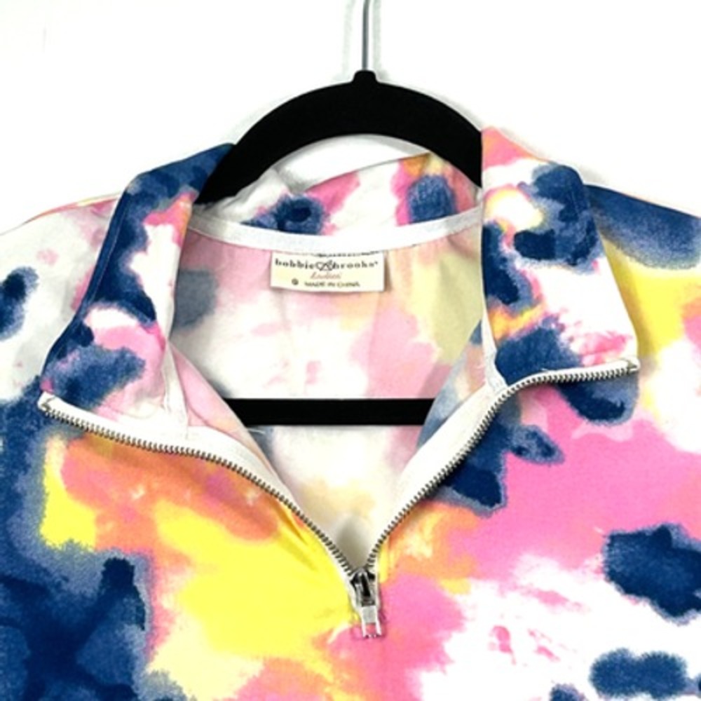Bobbie Brooks Sweatshirt Womens Small‎ Multicolor Tie Dye Quarter Zip Pullover - Picture 3 of 9